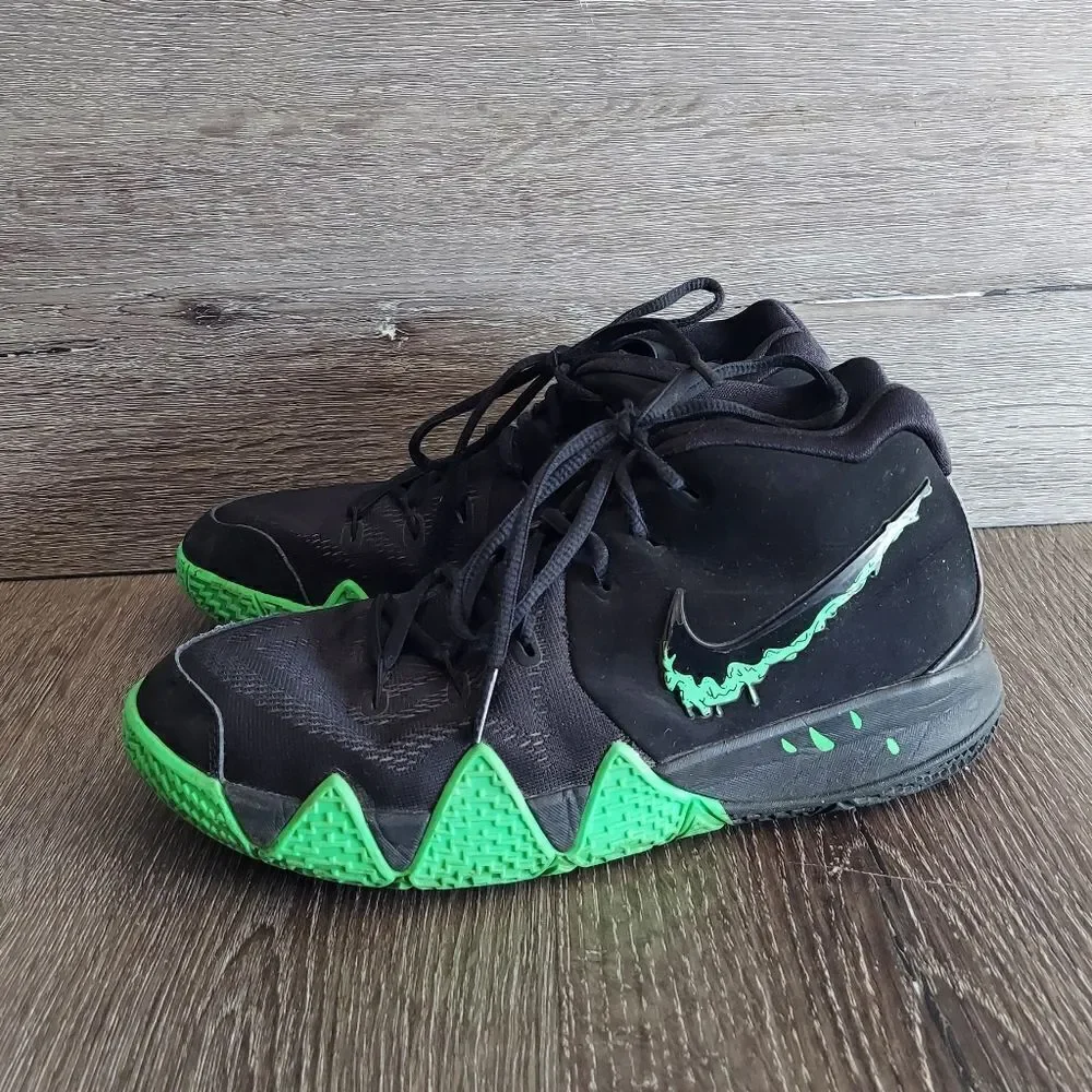 Nike Kyrie 4 Black Halloween Green GS Size 6.5Y Sneakers AA2897-012